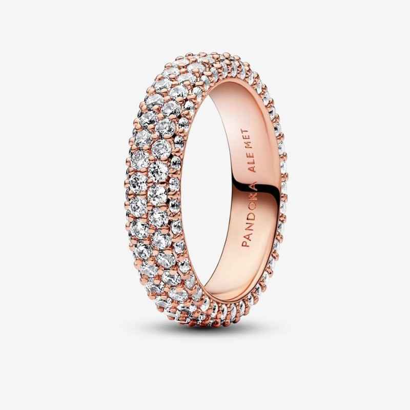 ANELLO PAVE' FASCIA DOPPIA PVD ORO ROSA PANDORA ANELLO PAVE' FASCIA DOPPIA PVD ORO ROSA PANDORA
