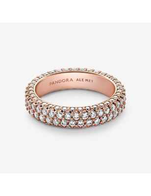ANELLO PAVE' FASCIA DOPPIA PVD ORO ROSA PANDORA