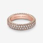 ANELLO PAVE' FASCIA DOPPIA PVD ORO ROSA PANDORA ANELLO PAVE' FASCIA DOPPIA PVD ORO ROSA PANDORA