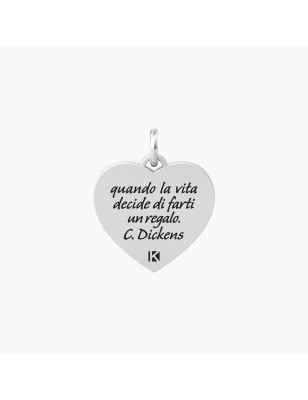 CIONDOLO CUORE FRASE DICKENS CUORE VITA KIDULT