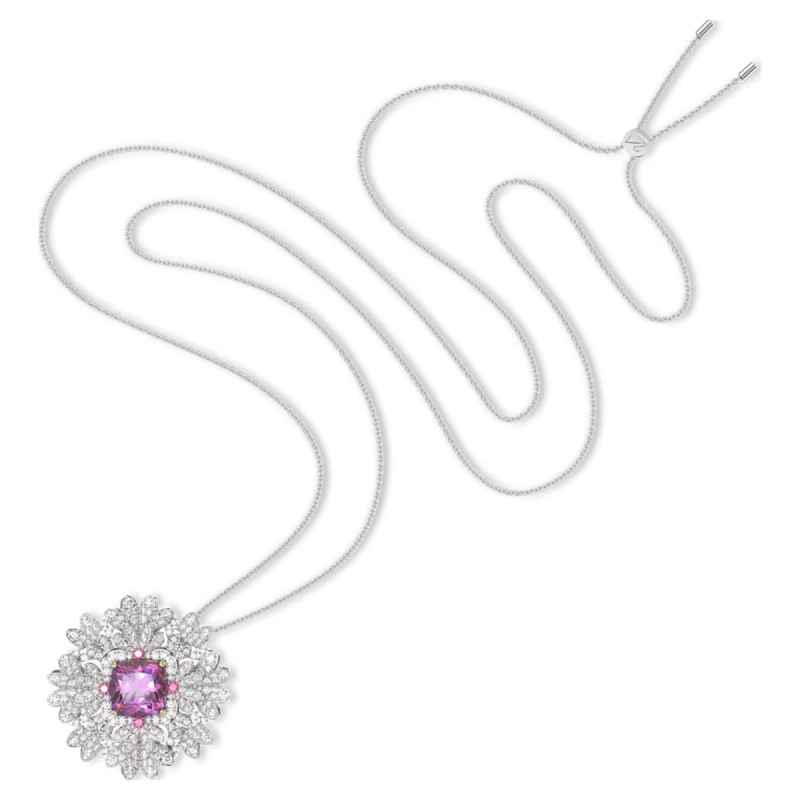 COLLANA PENDENTE E SPILLA FIORE ROSA DONNA SWAROVSKI COLLANA PENDENTE E SPILLA FIORE ROSA DONNA SWAROVSKI