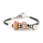 BRACCIALE IN PELLE ARGENTO NERO 18CM TROLLBEADS