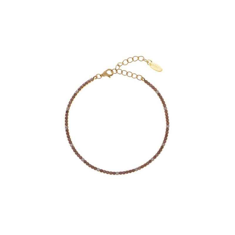 BRACCIALE TENNISMANIA ZIRCONI MARRONI E BIANCHI AMEN