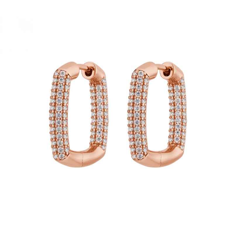 ORECCHINI QUADRATI ARGENTO PLACCATO ORO ROSA ROSATO