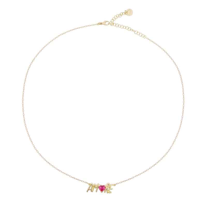 GIROCOLLO ZIRCONE E SCRITTA  AMORE RUE DES MILLE