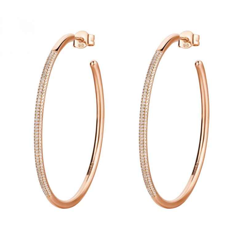 ORECCHINI CERCHIO PLACCATO ORO ROSA DONNA ROSATO 