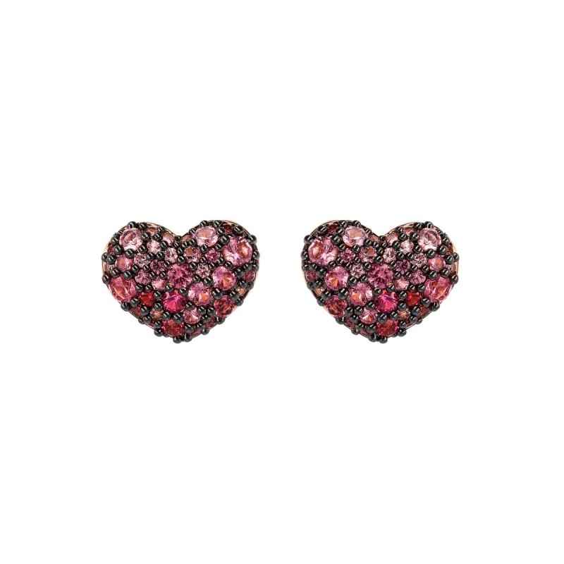 ORECCHINI A LOBO CUORE PAVÈ ROSA DONNA BRONZALLURE 