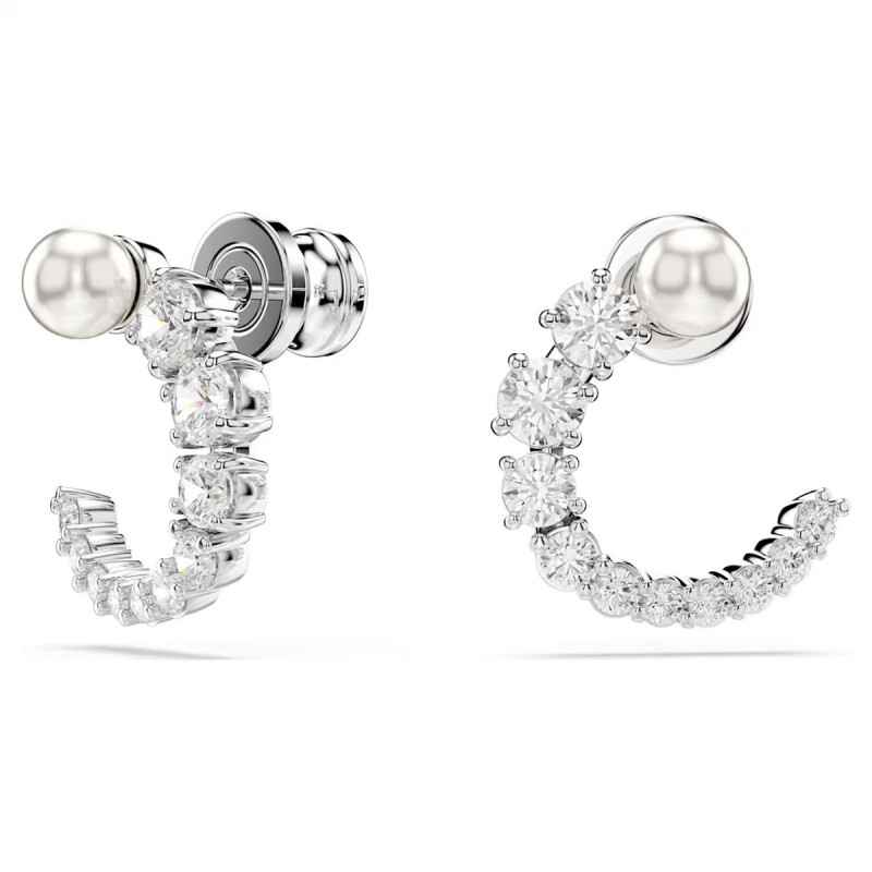 ORECCHINI CERCHIO MATRIX CRYSTAL PEARL RODIO SWAROVSKI