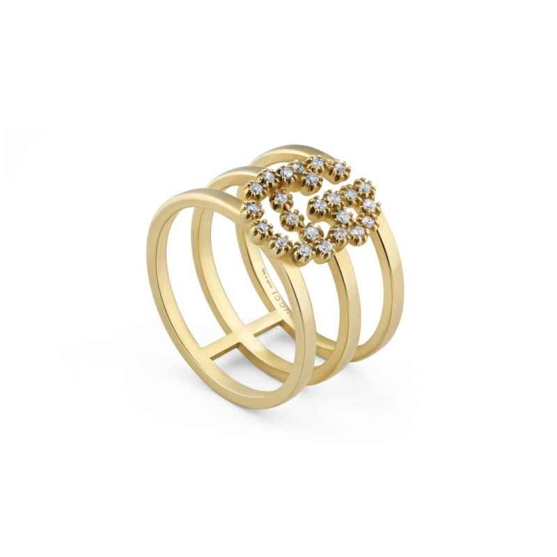 ANELLO ORO GIALLO DIAMANTI 14 DONNA GUCCI GG RUNNING