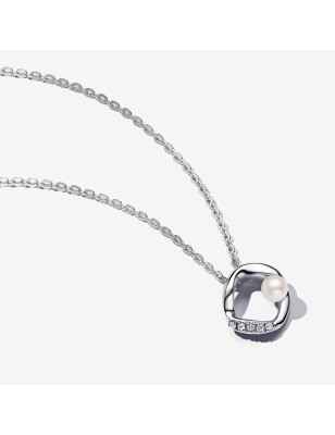 COLLANA CERCHIO LINEA SINUOSA PERLA DONNA PANDORA  393303C01-45 PANDORA