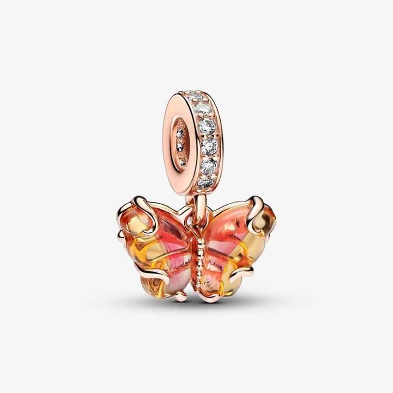 CHARM PENDENTE FARFALLA ARANCIONE E ROSA DONNA PANDORA CHARM PENDENTE FARFALLA ARANCIONE E ROSA DONNA PANDORA