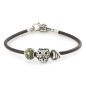 BRACCIALE PELLE E ARGENTO NERO 21CM TROLLBEADS