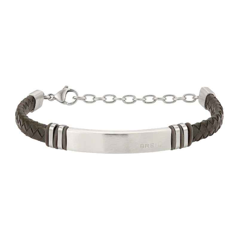 BRACCIALE IN PELLE VERDE E ACCIAIO UOMO BREIL 