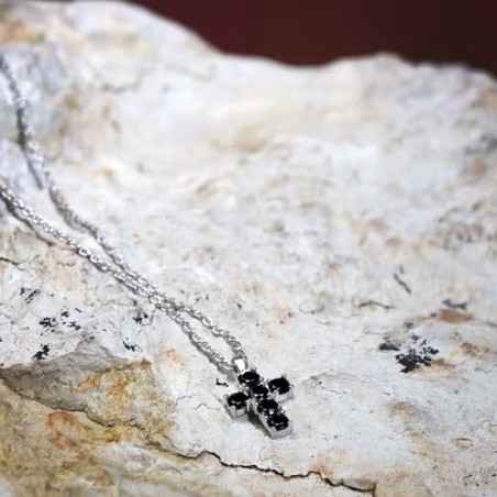 COLLANA PENDENTE CROCE E ZIRCONI NERI UOMO MORELLATO  SATT13 MORELLATO