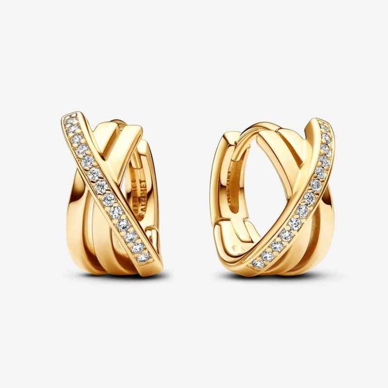 ORECCHINI CERCHI LINEE INTRECCIATE DORATI DONNA PANDORA ORECCHINI CERCHI LINEE INTRECCIATE DORATI DONNA PANDORA