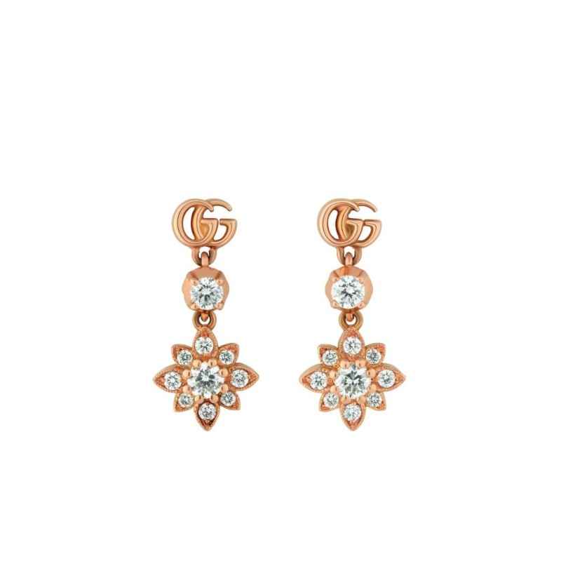 ORECCHINI ORO ROSA DIAMANTI DONNA GUCCI FLORA ORECCHINI ORO ROSA DIAMANTI DONNA GUCCI FLORA