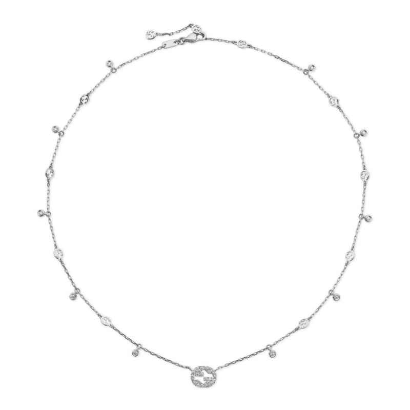 COLLANA IN ORO BIANCO E DIAMANTI DONNA GUCCI INTERLOCKING G COLLANA IN ORO BIANCO E DIAMANTI DONNA GUCCI INTERLOCKING G