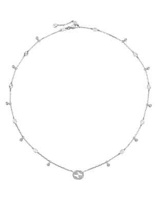 COLLANA IN ORO BIANCO E DIAMANTI DONNA GUCCI INTERLOCKING G YBB72940200300U GUCCI