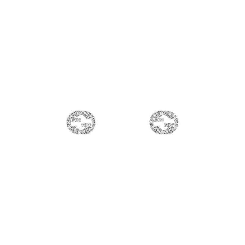 ORECCHINI IN ORO BIANCO E DIAMANTI DONNA GUCCI INTERLOCKING G ORECCHINI IN ORO BIANCO E DIAMANTI DONNA GUCCI INTERLOCKING G