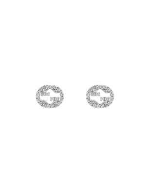 ORECCHINI IN ORO BIANCO E DIAMANTI DONNA GUCCI INTERLOCKING G YBD72940800300U GUCCI