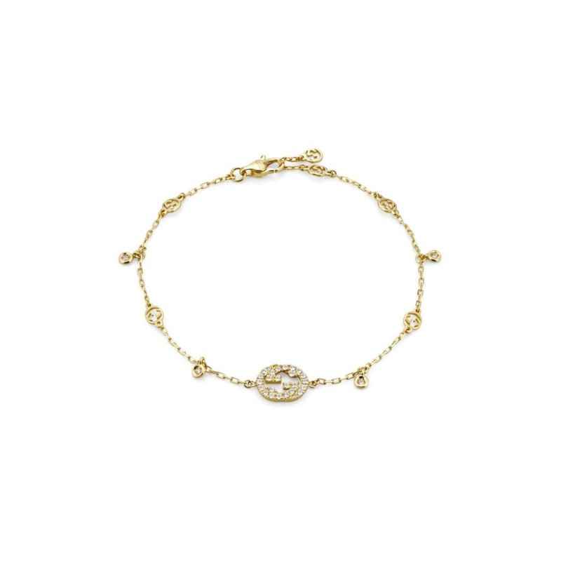 BRACCIALE ORO GIALLO DIAMANTI 0.20 CT DONNA GUCCI INTERLOCKING G