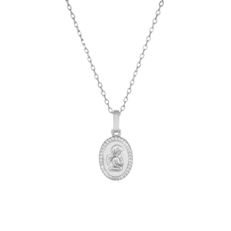COLLANA ANGELO CUSTODE SMALTATA BIANCO AMEN