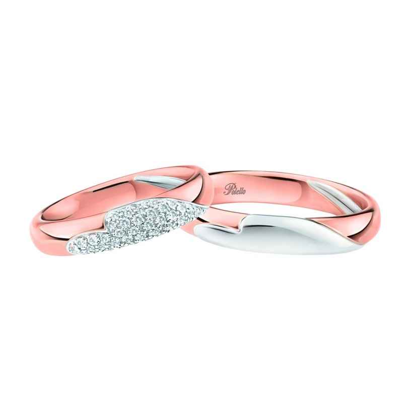 ANELLO FEDE ORO ROSA ORO BIANCO DIAMANTI 0.23 CT DONNA POLELLO ANELLO FEDE ORO ROSA ORO BIANCO DIAMANTI 0.23 CT DONNA POLELLO