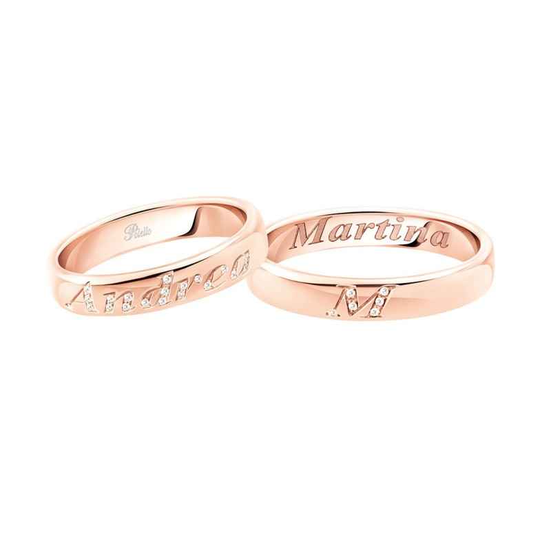 ANELLO ORO ROSA E DIAMANTI CON NOME UOMO-DONNA POLELLO ANELLO ORO ROSA E DIAMANTI CON NOME UOMO-DONNA POLELLO