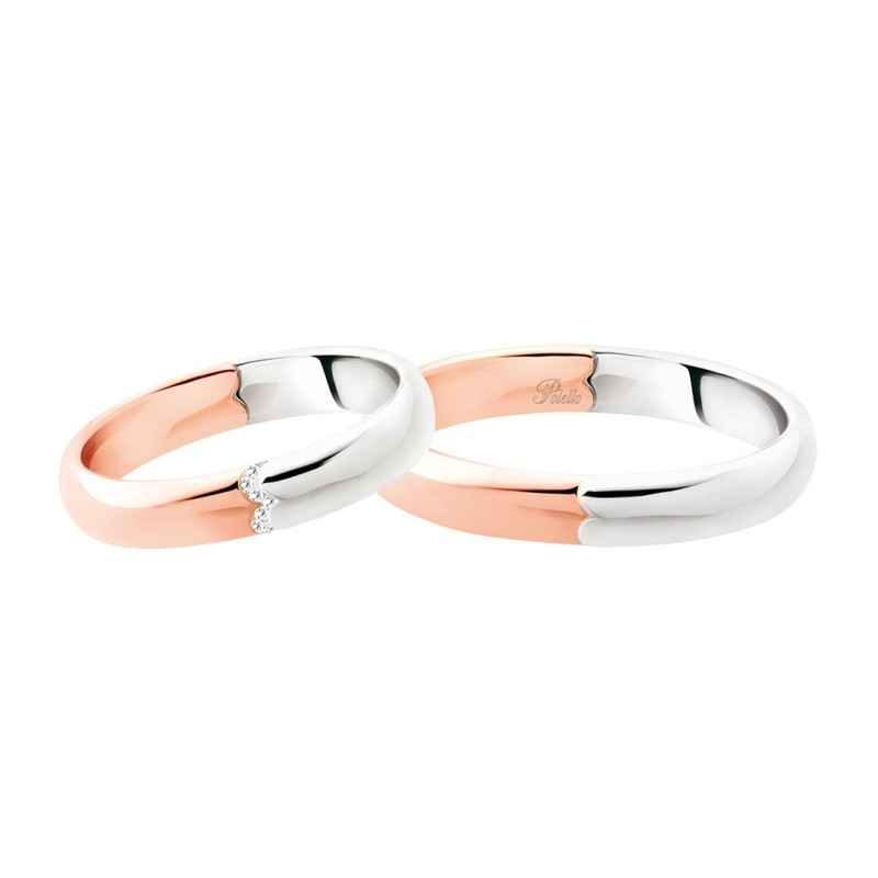 ANELLO FEDE NUZIALE ORO BIANCO E ROSA CON DIAMANTI DONNA POLELLO ANELLO FEDE NUZIALE ORO BIANCO E ROSA CON DIAMANTI DONNA POLELLO