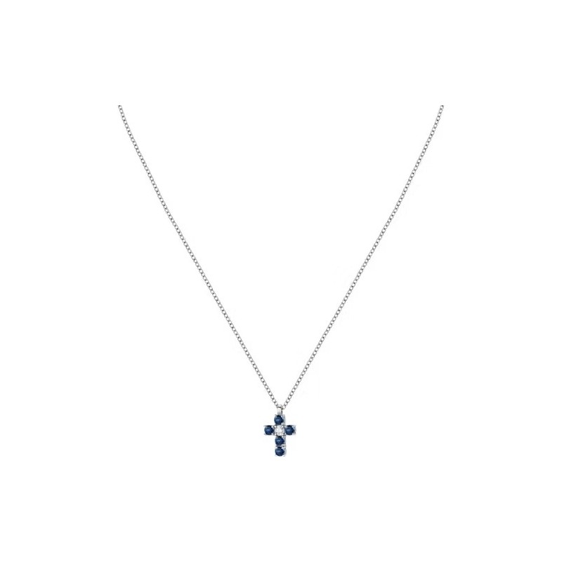 COLLANA TESORI CROCE ZIRCONI BLU E BIANCO DONNA MORELLATO 