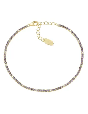 BRACCIALE TENNISMANIA DORATO ZIRCONI VIOLA E BIANCHI DONNA AMEN BT1GVIB17 AMEN