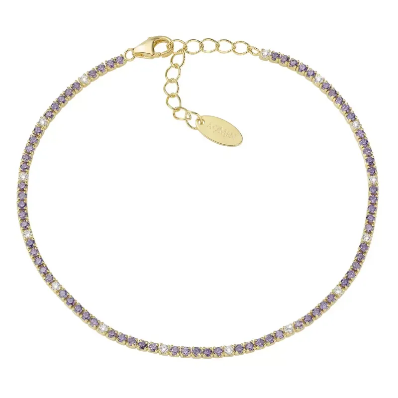 BRACCIALE TENNISMANIA DORATO ZIRCONI VIOLA E BIANCHI DONNA AMEN BRACCIALE TENNISMANIA DORATO ZIRCONI VIOLA E BIANCHI DONNA AMEN