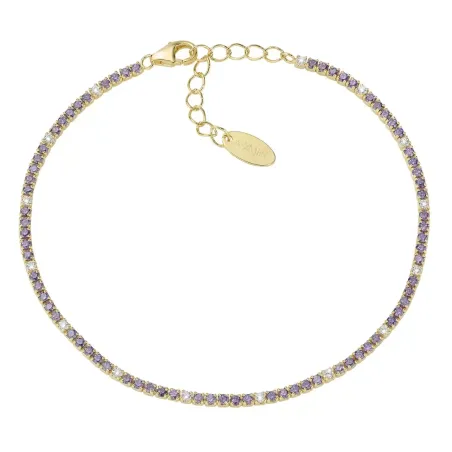 BRACCIALE TENNISMANIA DORATO ZIRCONI VIOLA E BIANCHI DONNA AMEN BT1GVIB17 AMEN