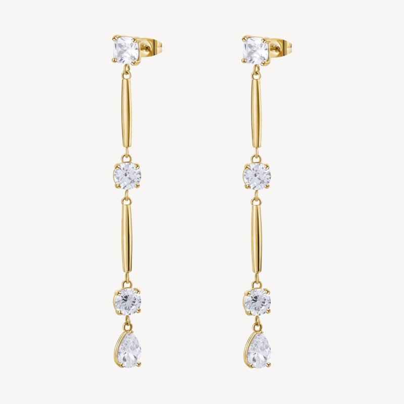 ORECCHINI PENDENTI ZIRCONI PVD ORO DONNA BROSWAY 
