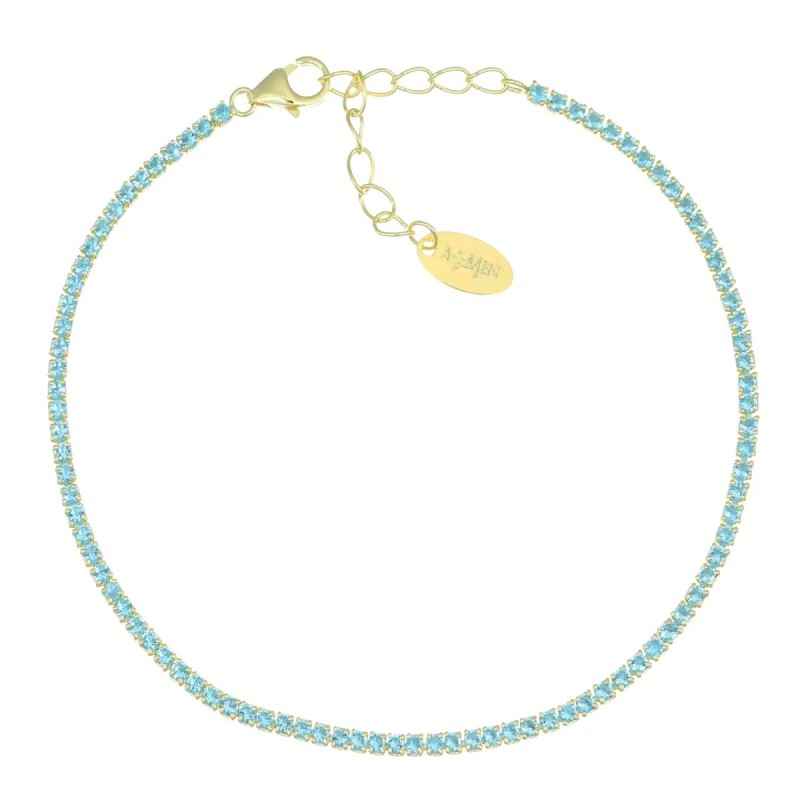 BRACCIALE TENNISMANIA DORATO ZIRCONI AZZURRI DONNA AMEN