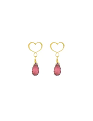 ORECCHINI CUORE MAMAN GOCCIA GRANATO ROSSO FRANGE DONNA MAMAN ET SOPHIE 