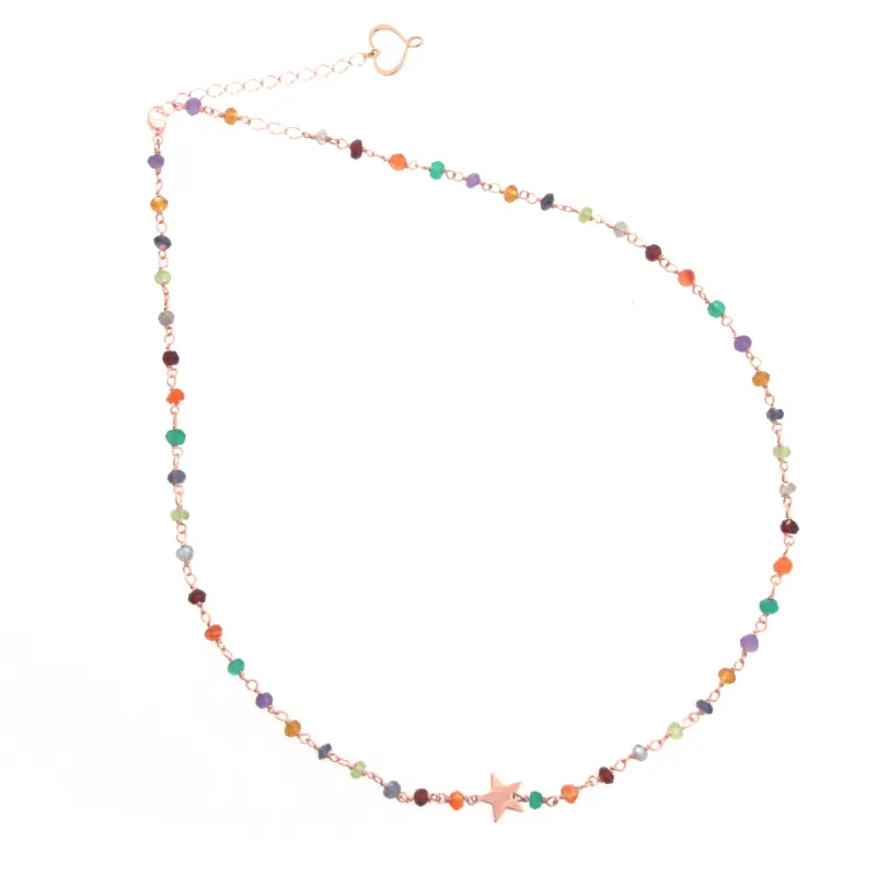 GIROCOLLO CON PIETRE MULTICOLOR E STELLA IN LASTRA  MAMAN ET SOPHIE