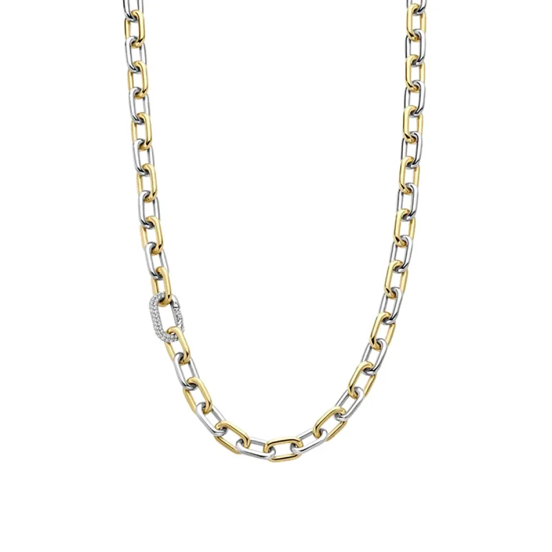 COLLANA MAGLIE BICOLORE ZIRCONI DONNA TI SENTO 