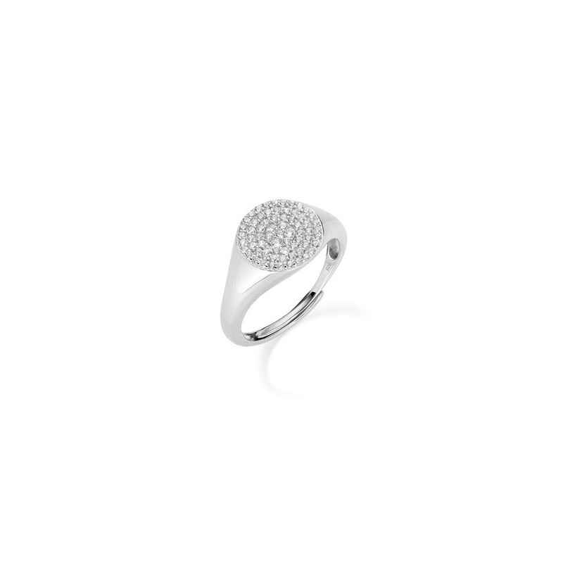 ANELLO CHEVALIER REGOLABILE ZIRCONI BIANCHI AMEN ANELLO CHEVALIER REGOLABILE ZIRCONI BIANCHI AMEN