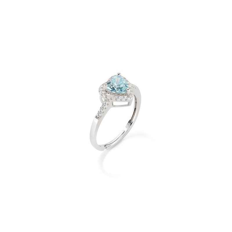 ANELLO CUORE CON ZIRCONI ACQUA MARINA E BIANCHI DONNA AMEN ANELLO CUORE CON ZIRCONI ACQUA MARINA E BIANCHI DONNA AMEN