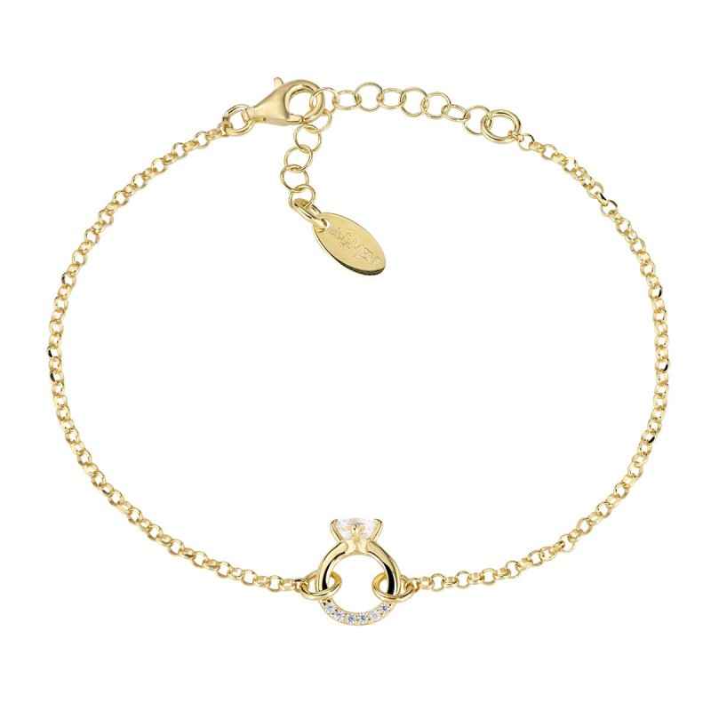 BRACCIALE DORATO CON ANELLO SOLITARIO DONNA AMEN BRACCIALE DORATO CON ANELLO SOLITARIO DONNA AMEN