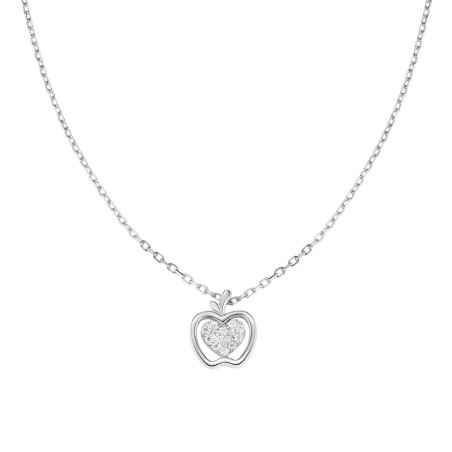 COLLANA MELA E CUORI CON ZIRCONI DONNA AMEN  CLAPBBZ AMEN