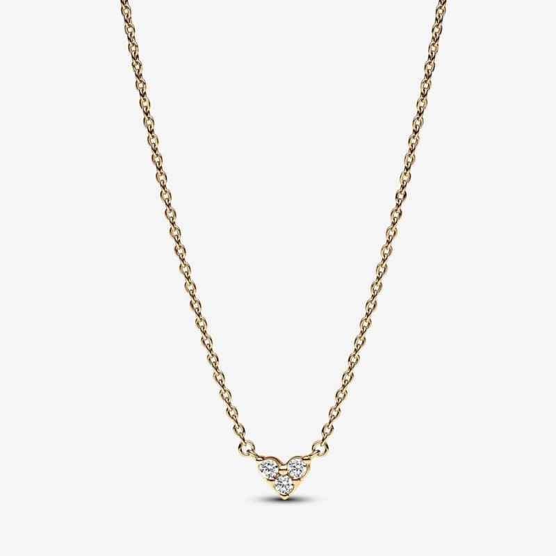 COLLANA CUORE CON TRE PIETRE PLACCATA ORO DONNA PANDORA COLLANA CUORE CON TRE PIETRE PLACCATA ORO DONNA PANDORA
