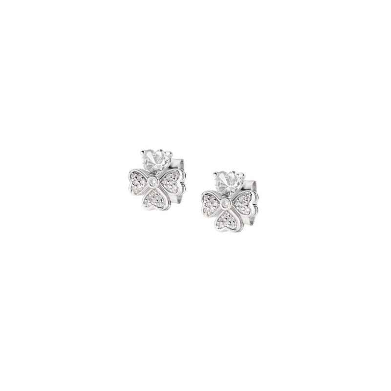 ORECCHINI QUADRICUORE ZIRCONI BIANCHI DONNA AMEN ORECCHINI QUADRICUORE ZIRCONI BIANCHI DONNA AMEN